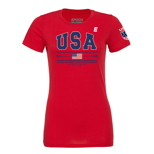 USA Premium Womens Short Sleeve Tee Red