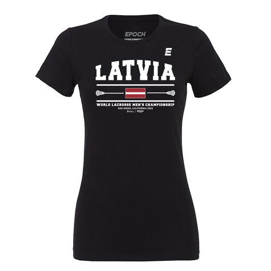 Latvia Premium Womens Short Sleeve Tee Black