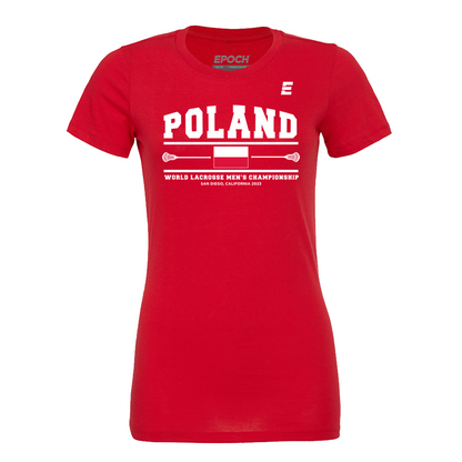 Poland Premium Womens Short Sleeve Tee Red